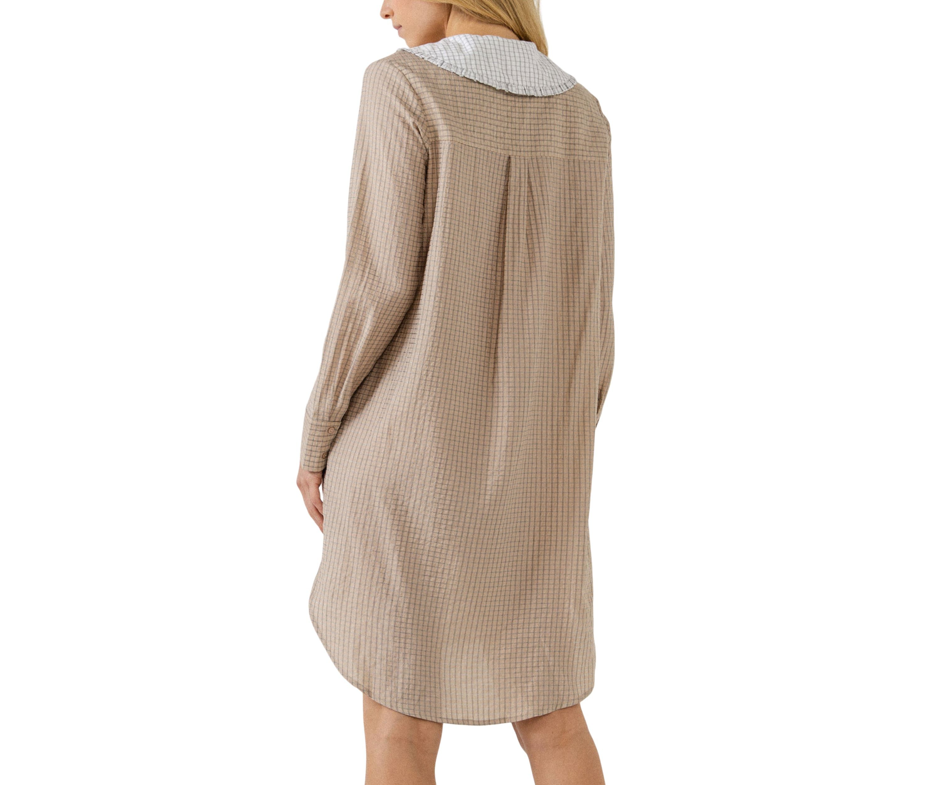 Shirts Dress with Contrast Collar
