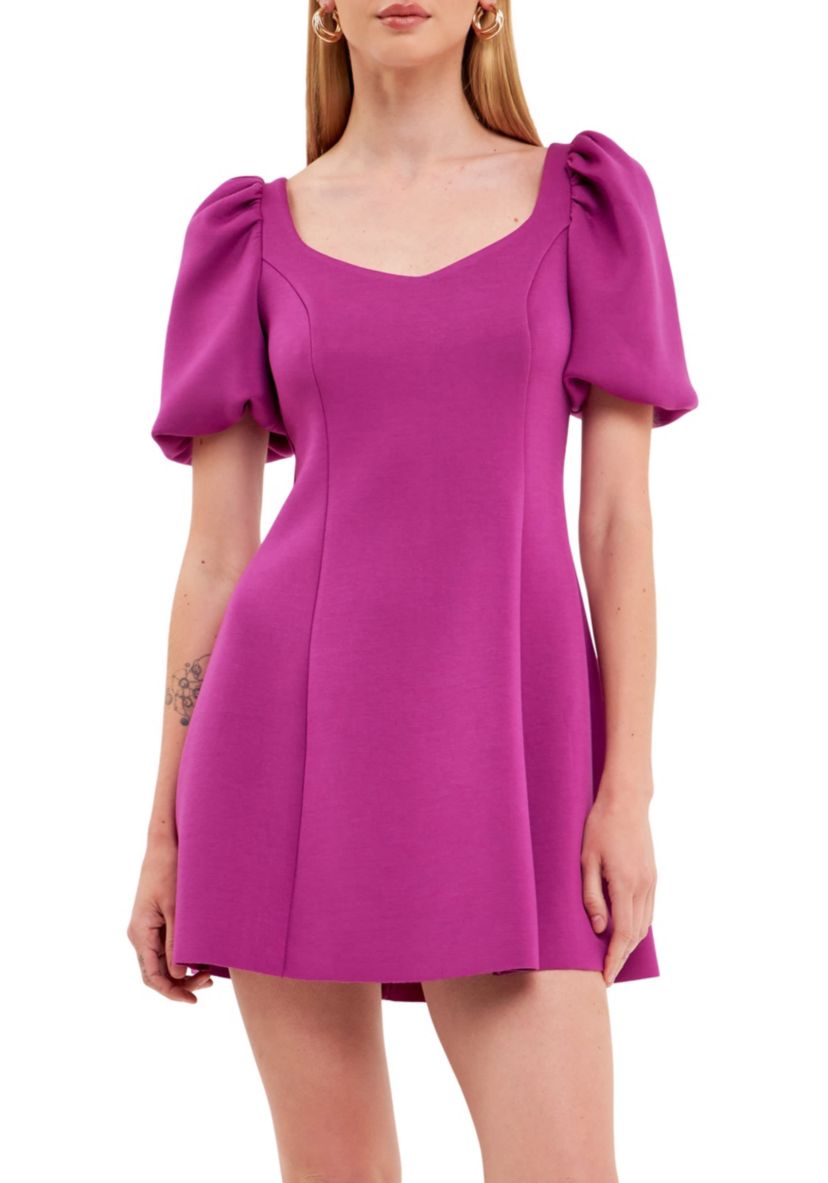 Puff Sleeve Mini Dress