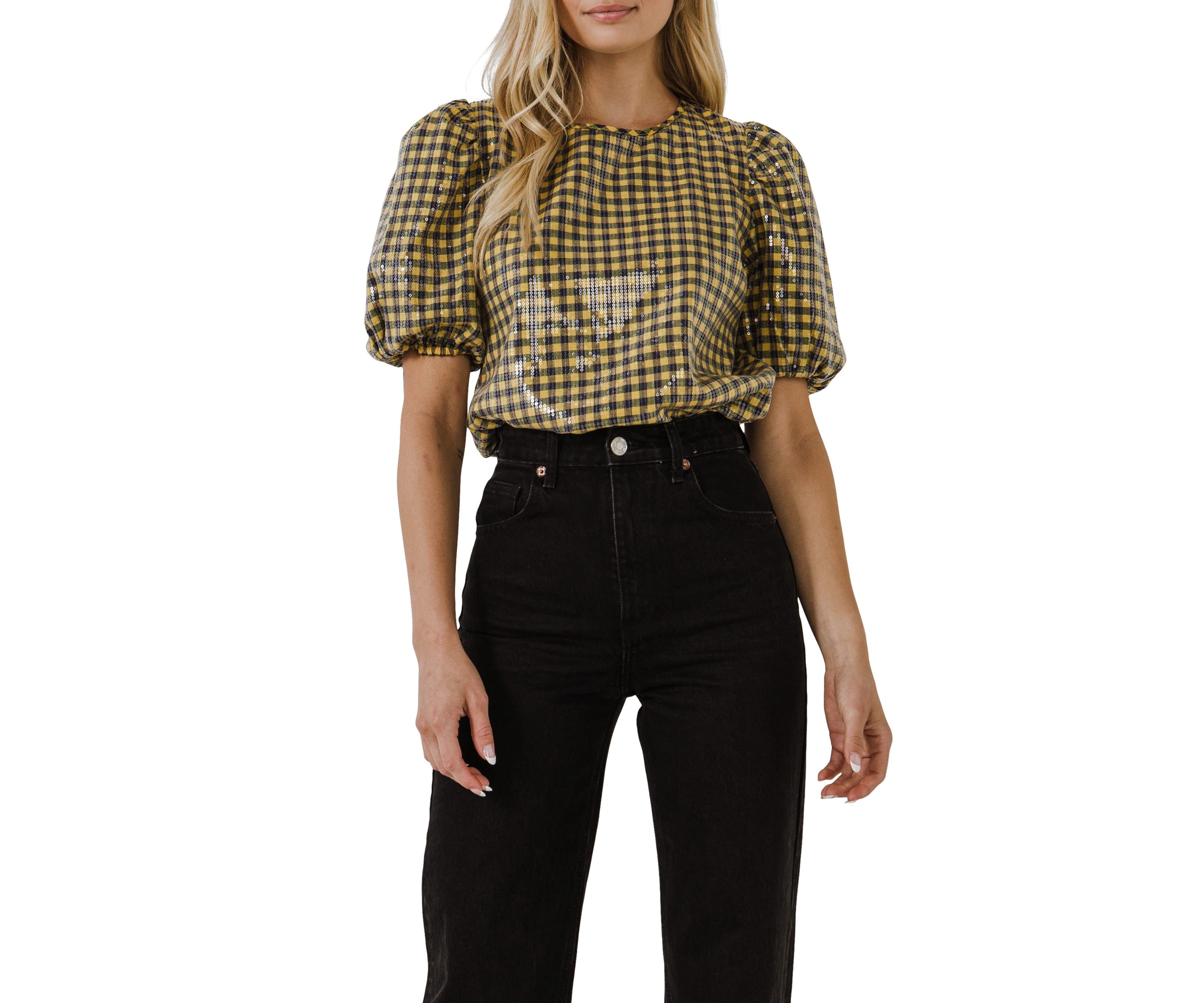 Sequins Gingham Top