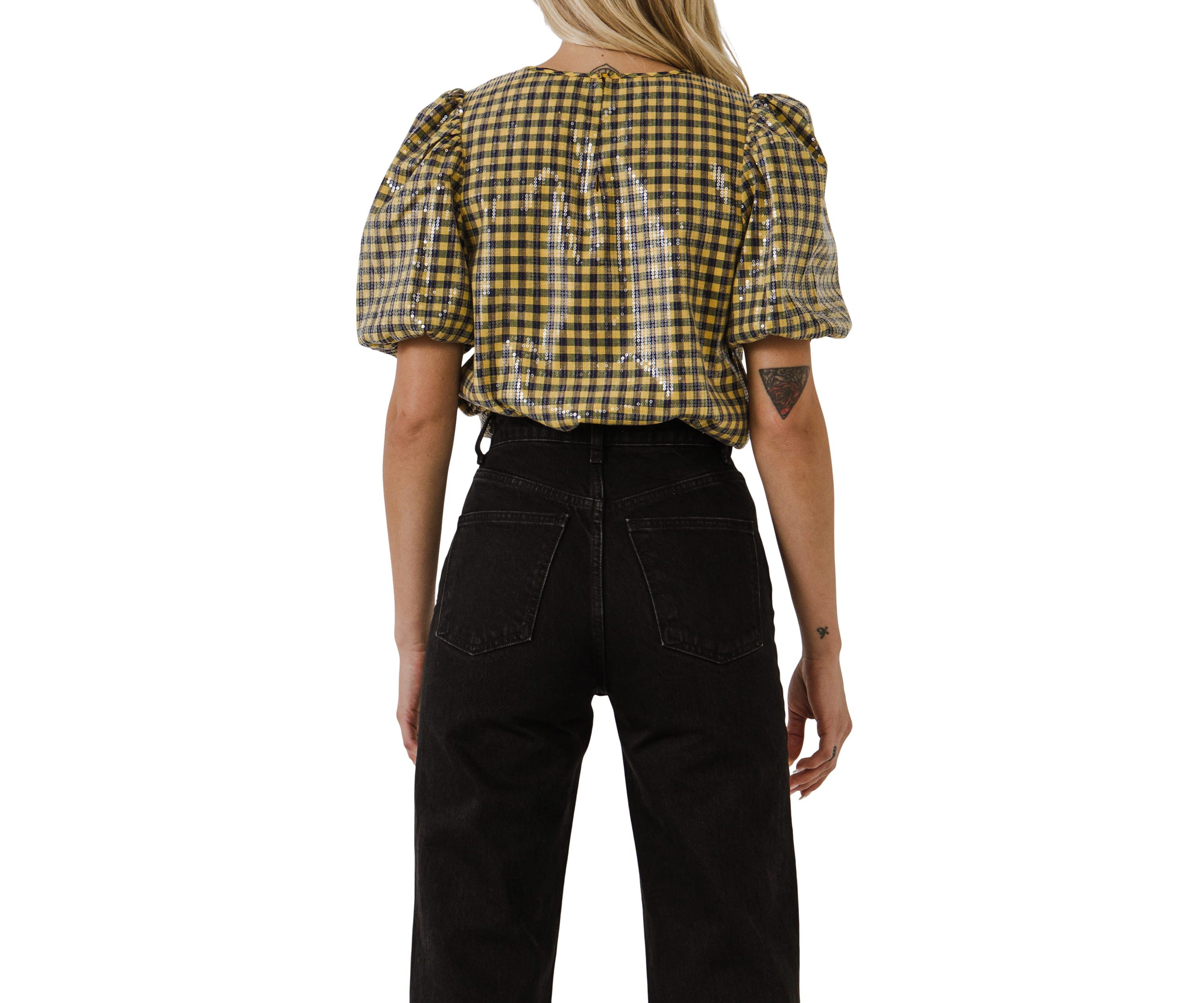 Sequins Gingham Top