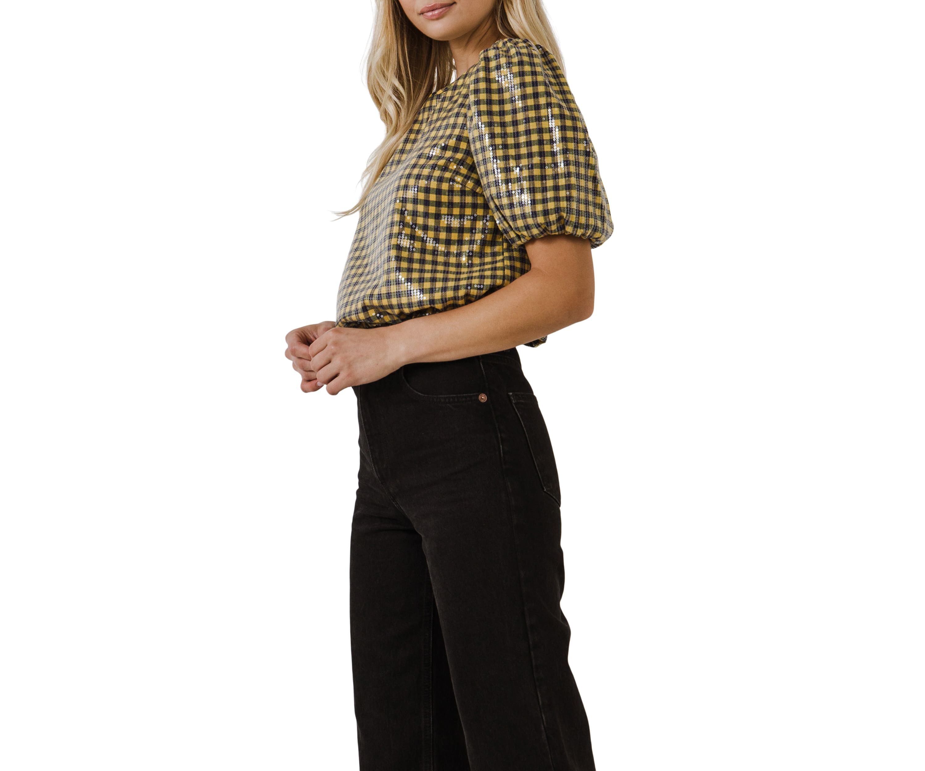 Sequins Gingham Top
