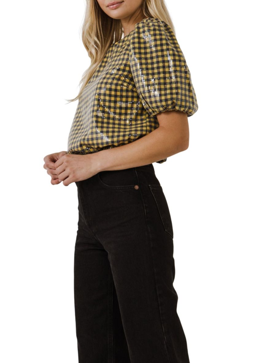 Sequins Gingham Top