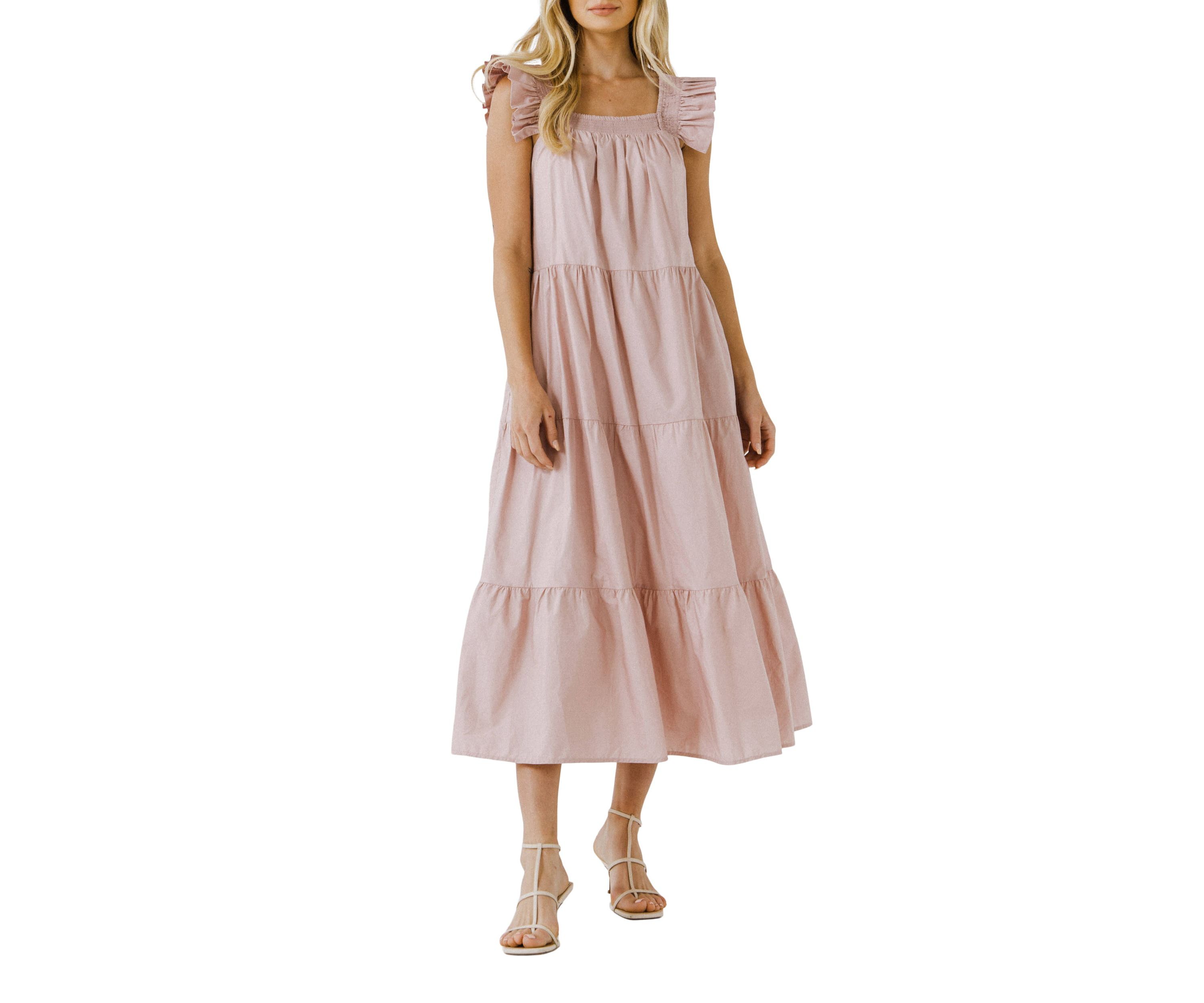 Ruffle Detail Midi Dress