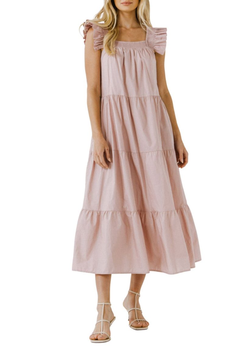 Ruffle Detail Midi Dress