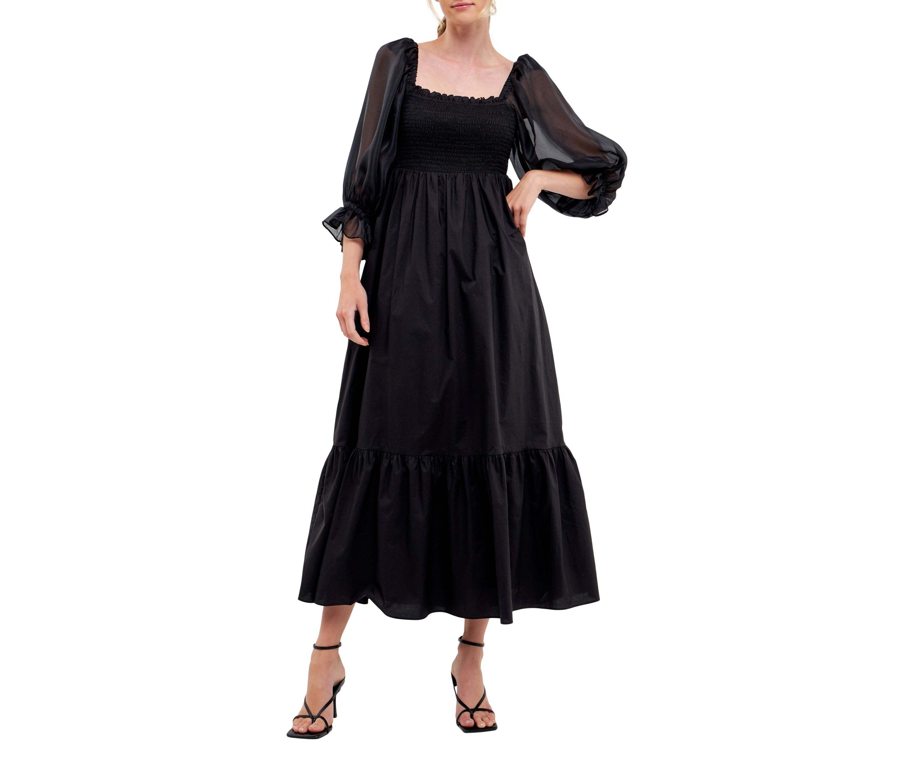 Poplin Organza Midi Dress