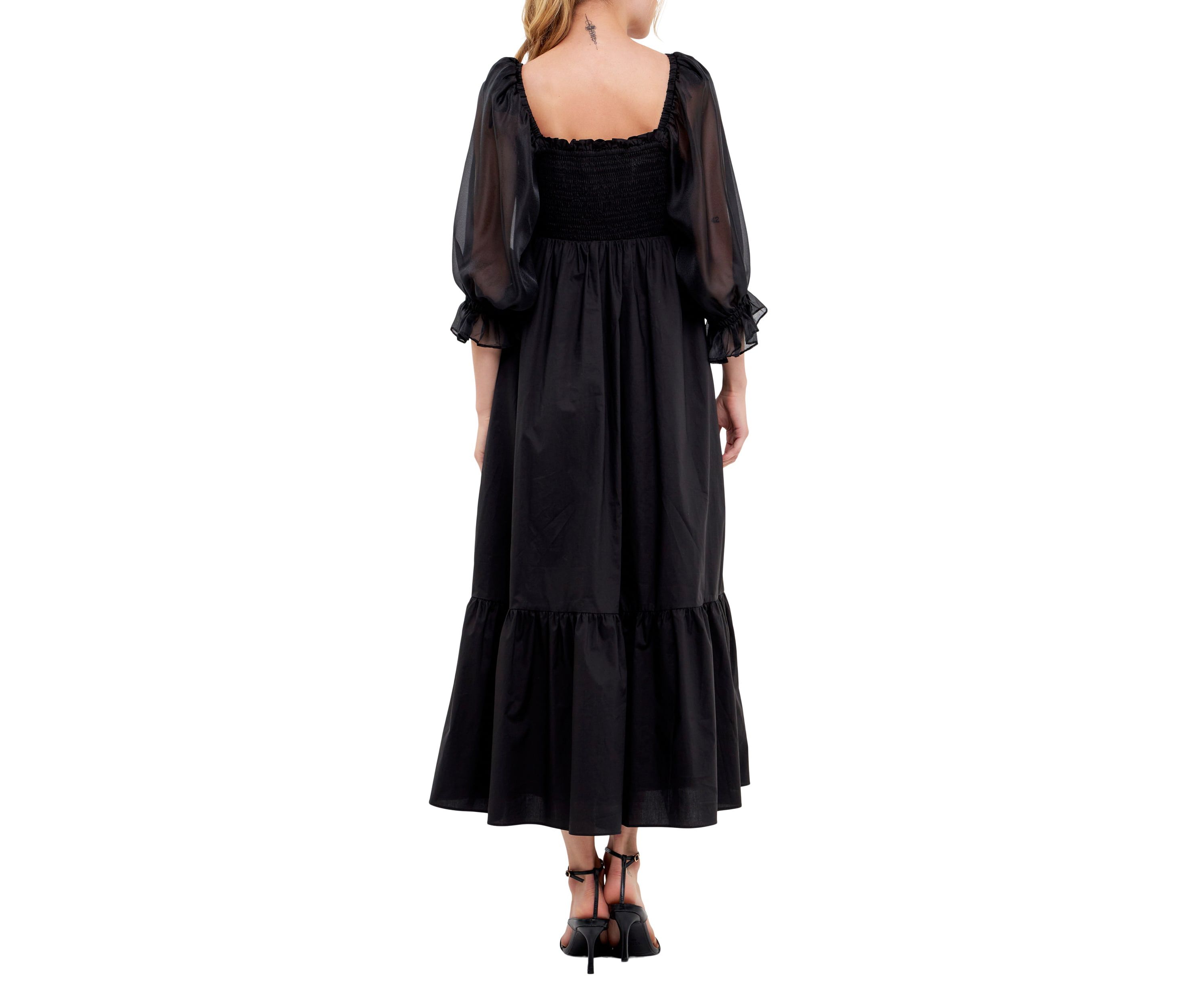 Poplin Organza Midi Dress