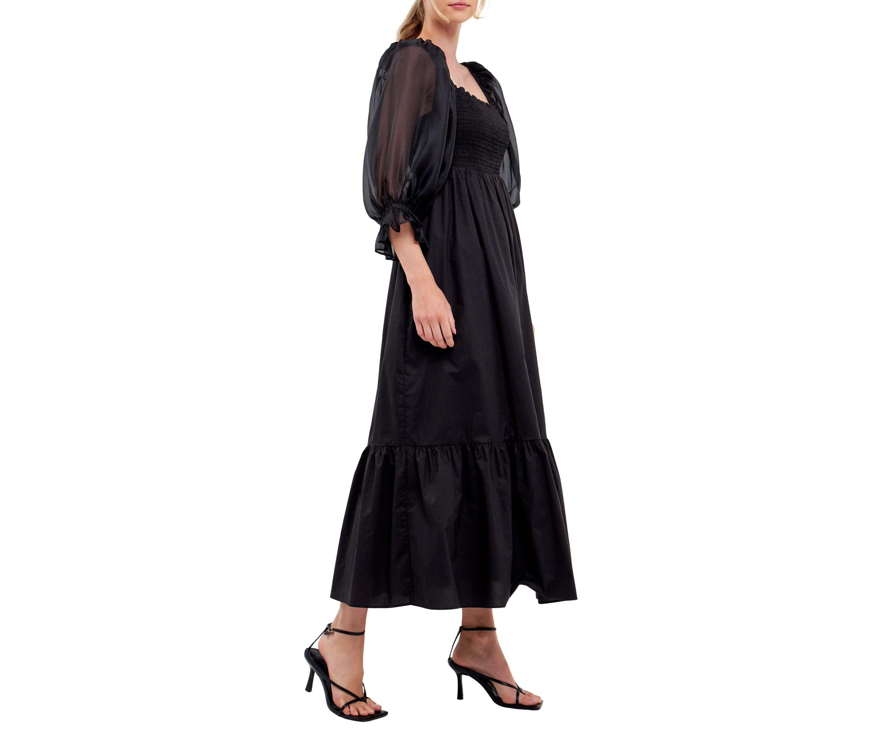 Poplin Organza Midi Dress