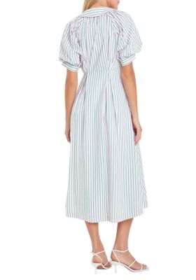 Stripe Shirt Midi Dress