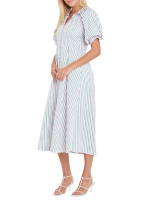 Stripe Shirt Midi Dress