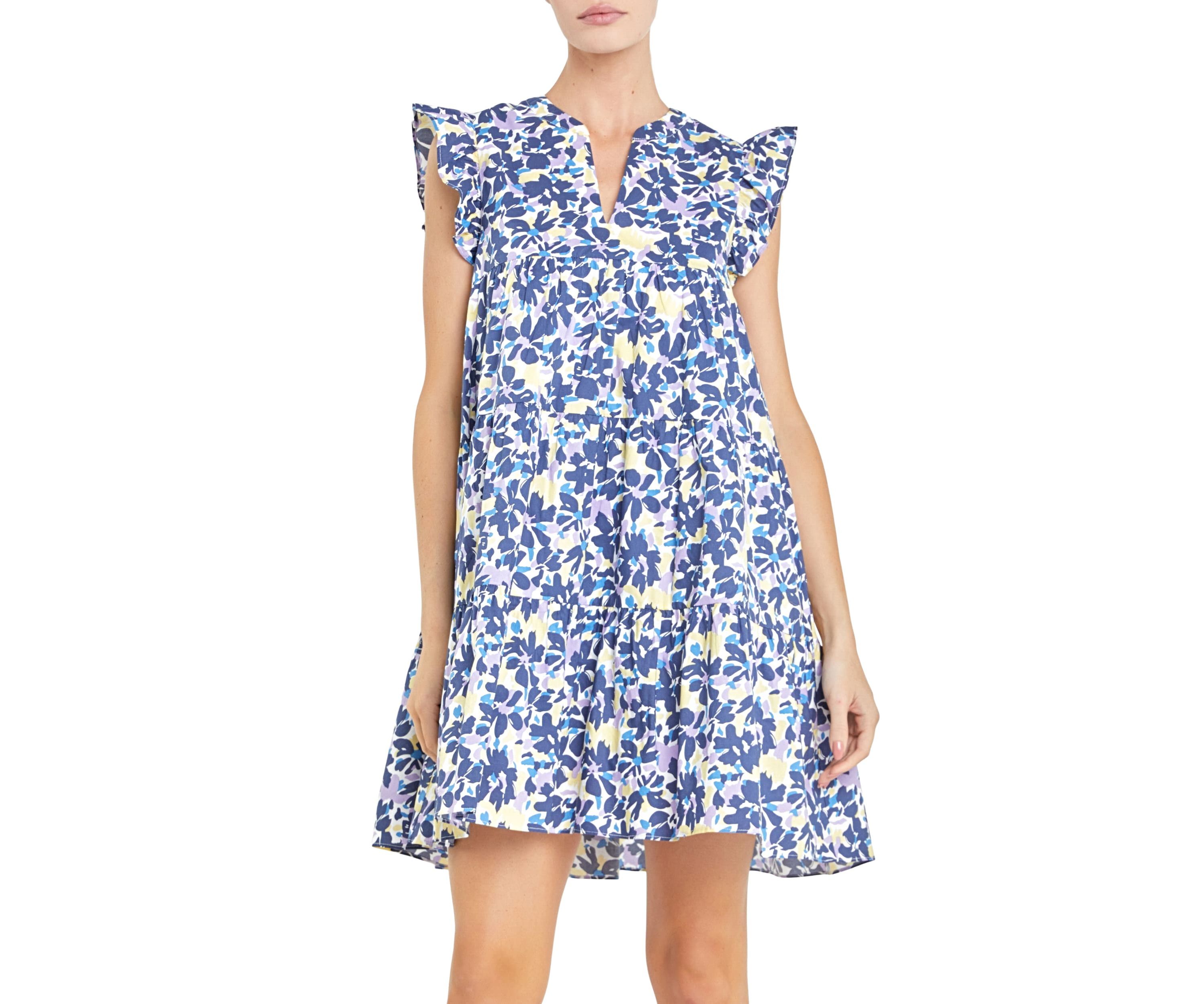 Floral Printed Babydoll Mini Dress