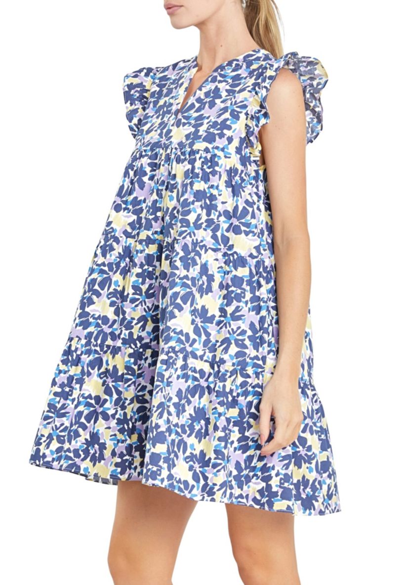 Floral Printed Babydoll Mini Dress