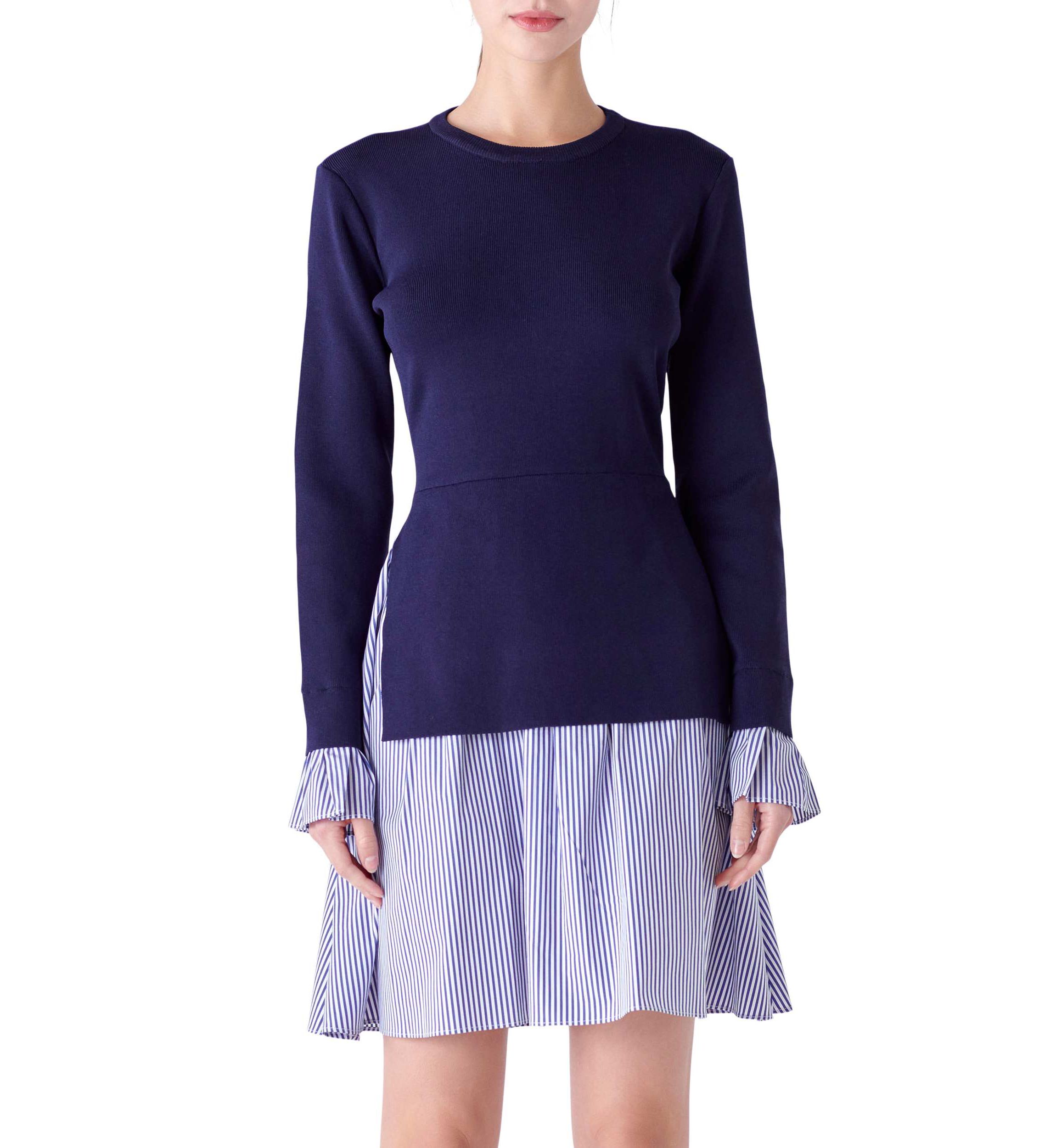 Poplin Combo Knit Dress
