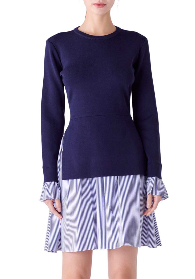 Poplin Combo Knit Dress