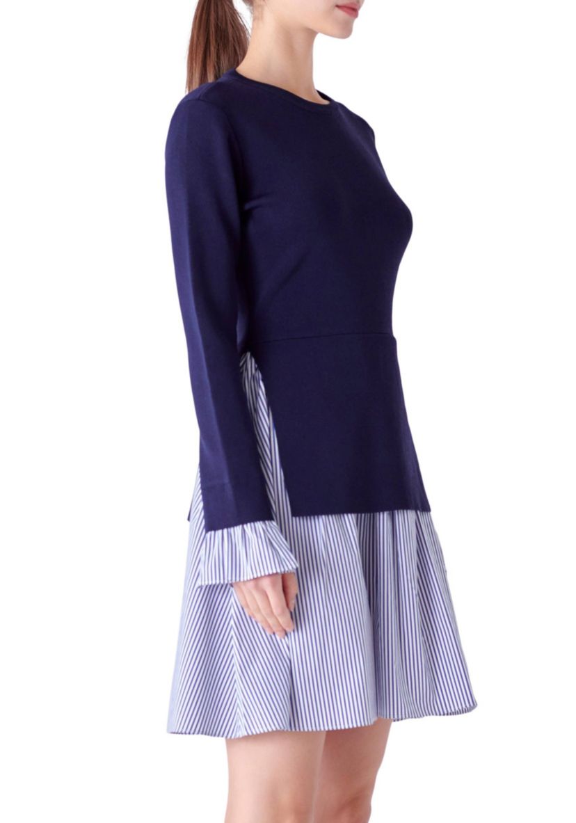 Poplin Combo Knit Dress