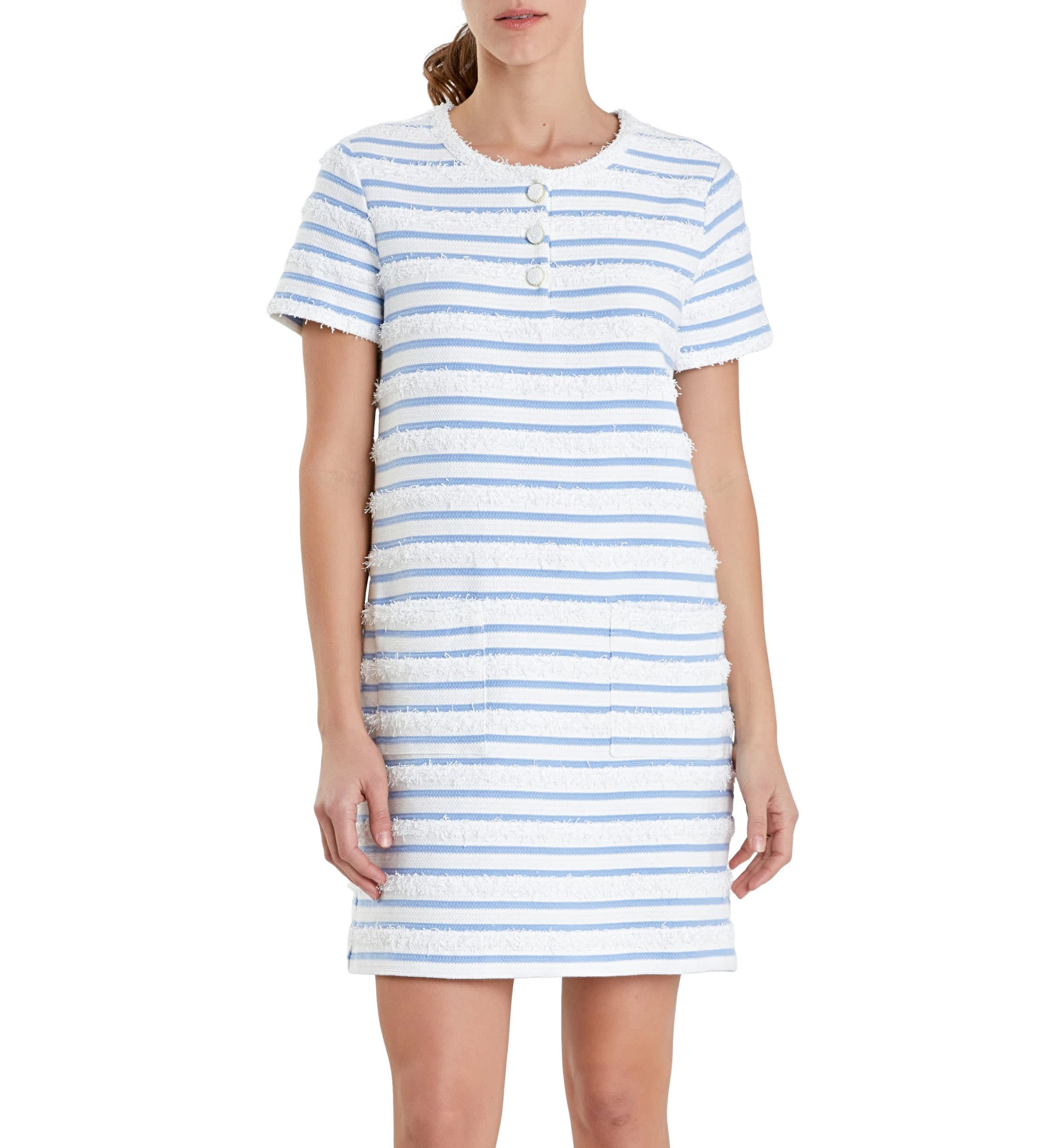 Fringed Striped Polo Mini Dress