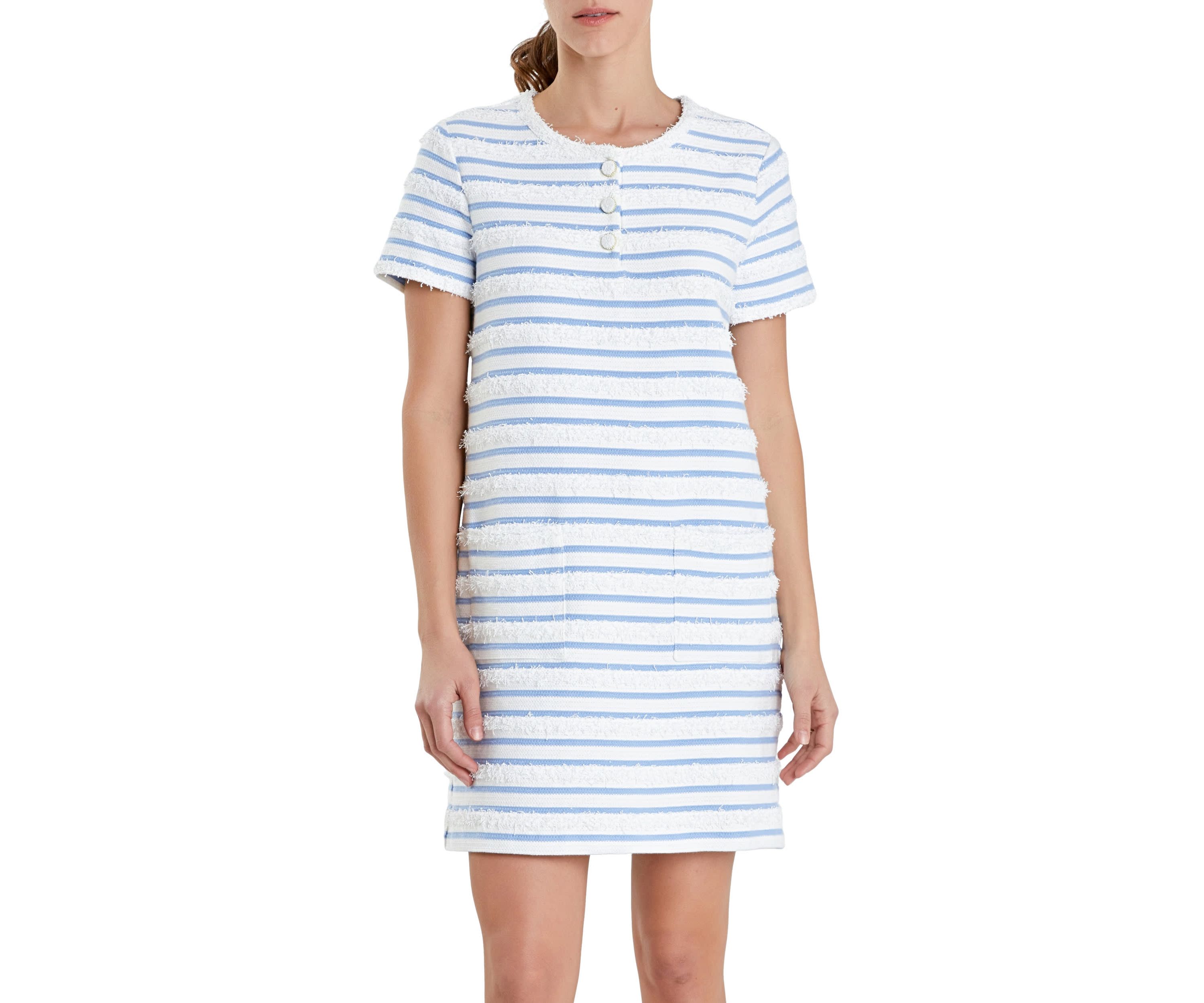Fringed Striped Polo Mini Dress