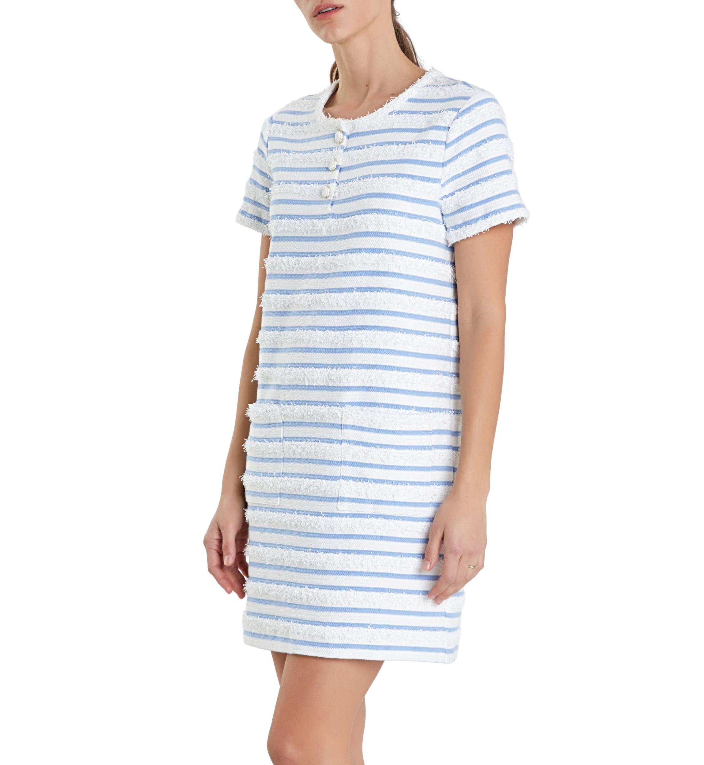 Fringed Striped Polo Mini Dress