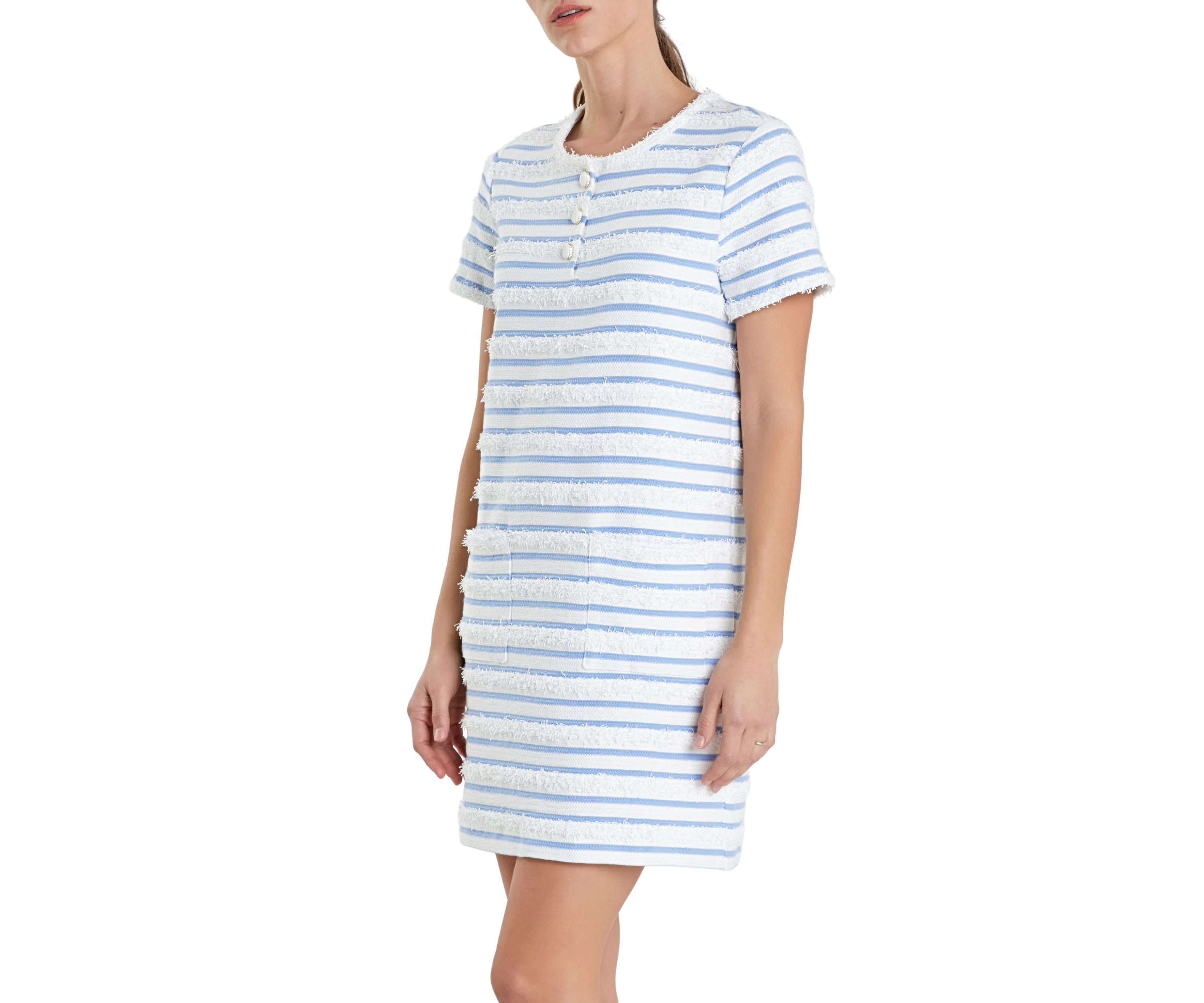 Fringed Striped Polo Mini Dress