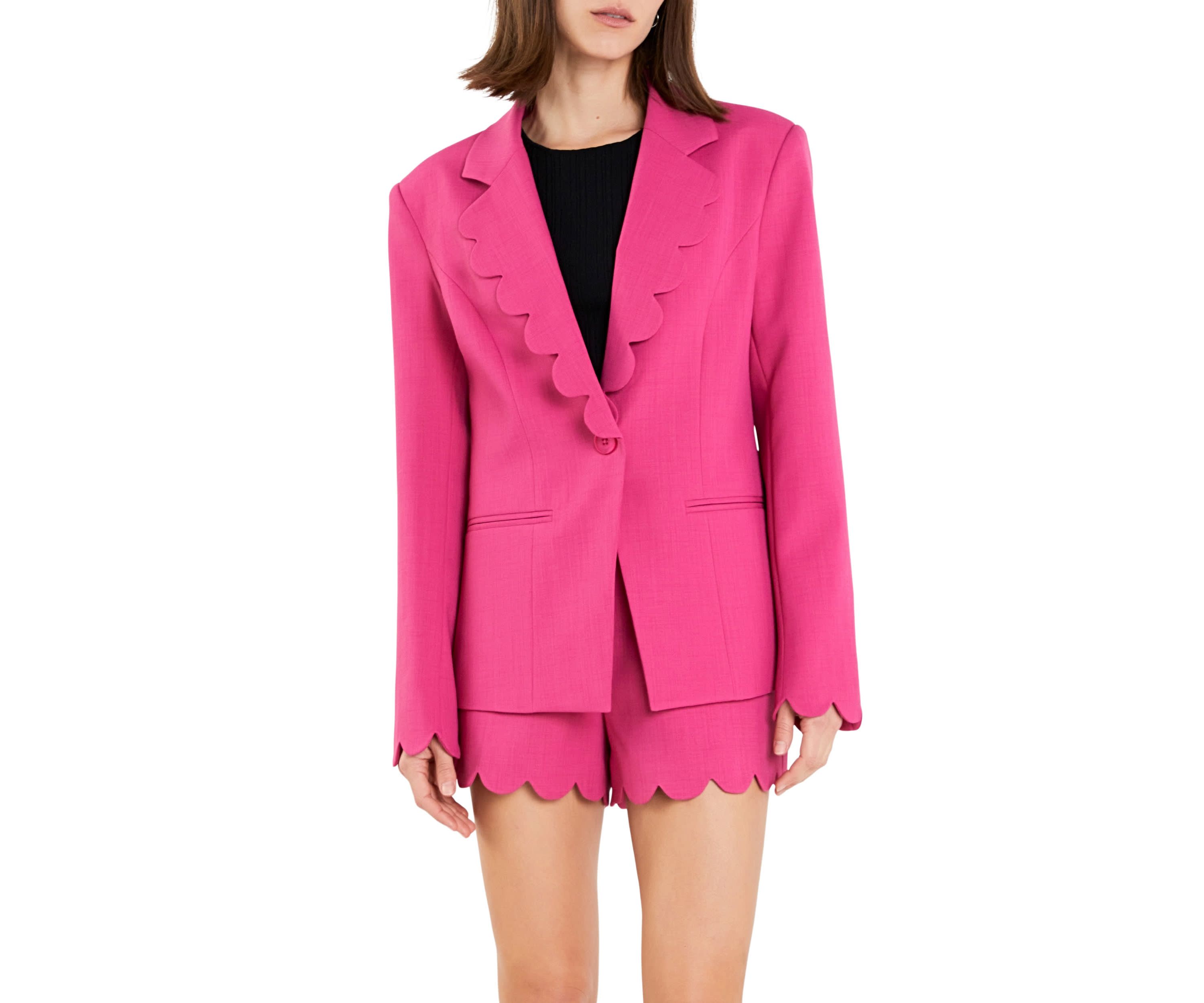 Scallop Detailed Single Button Jacket