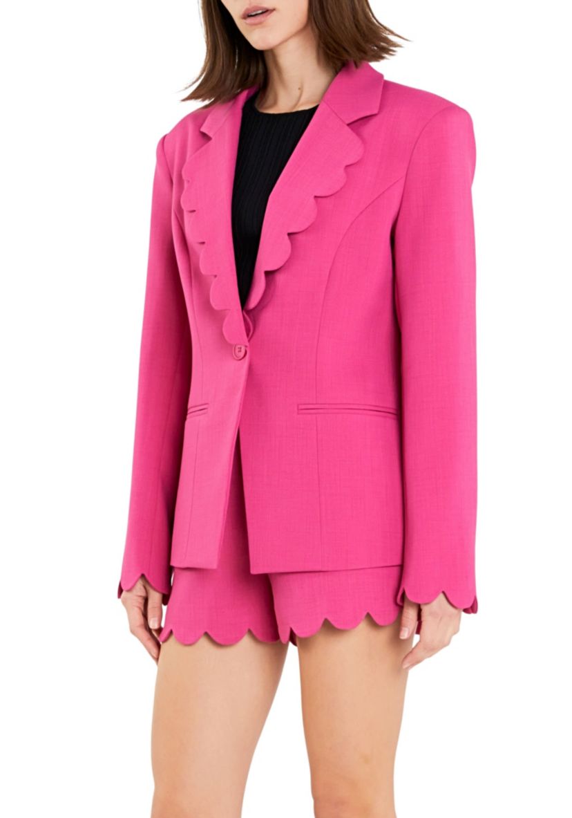 Scallop Detailed Single Button Jacket