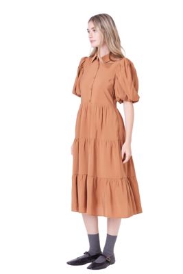 Quarter Sleeve Bow Tie Maxi Dress