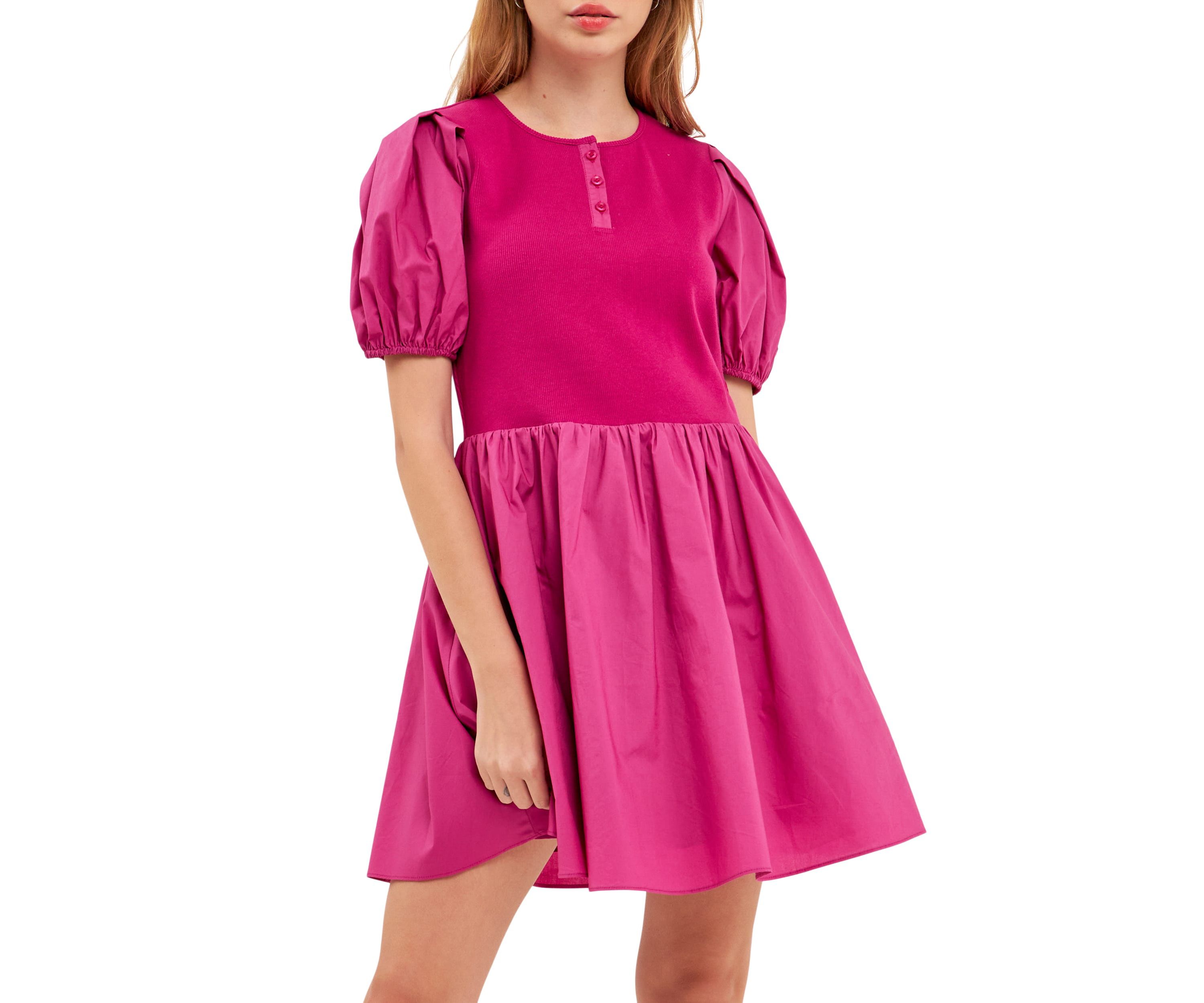 Mixed Media Henley Mini Dress