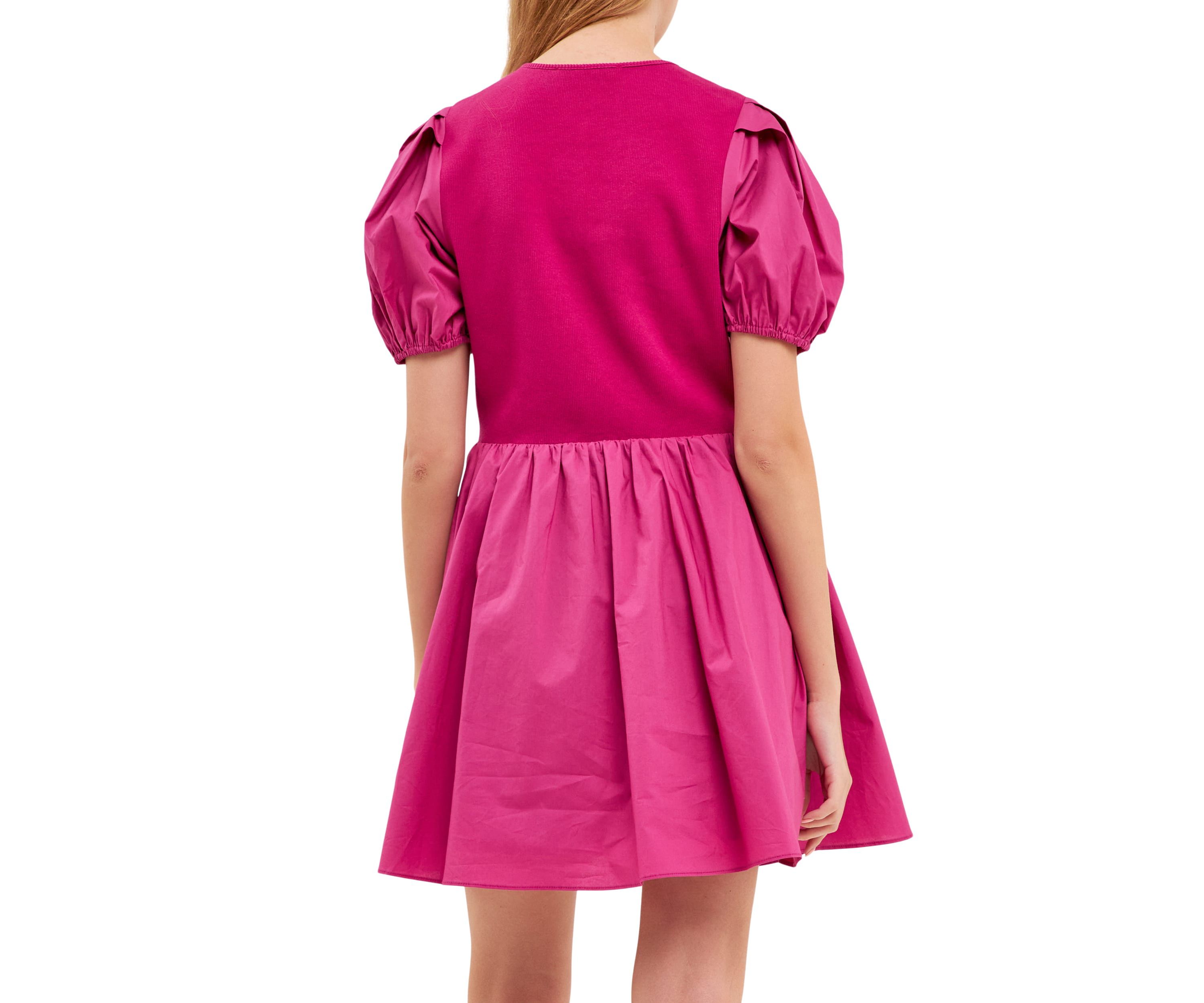 Mixed Media Henley Mini Dress