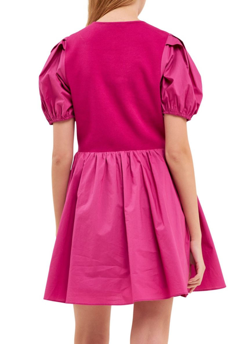 Mixed Media Henley Mini Dress