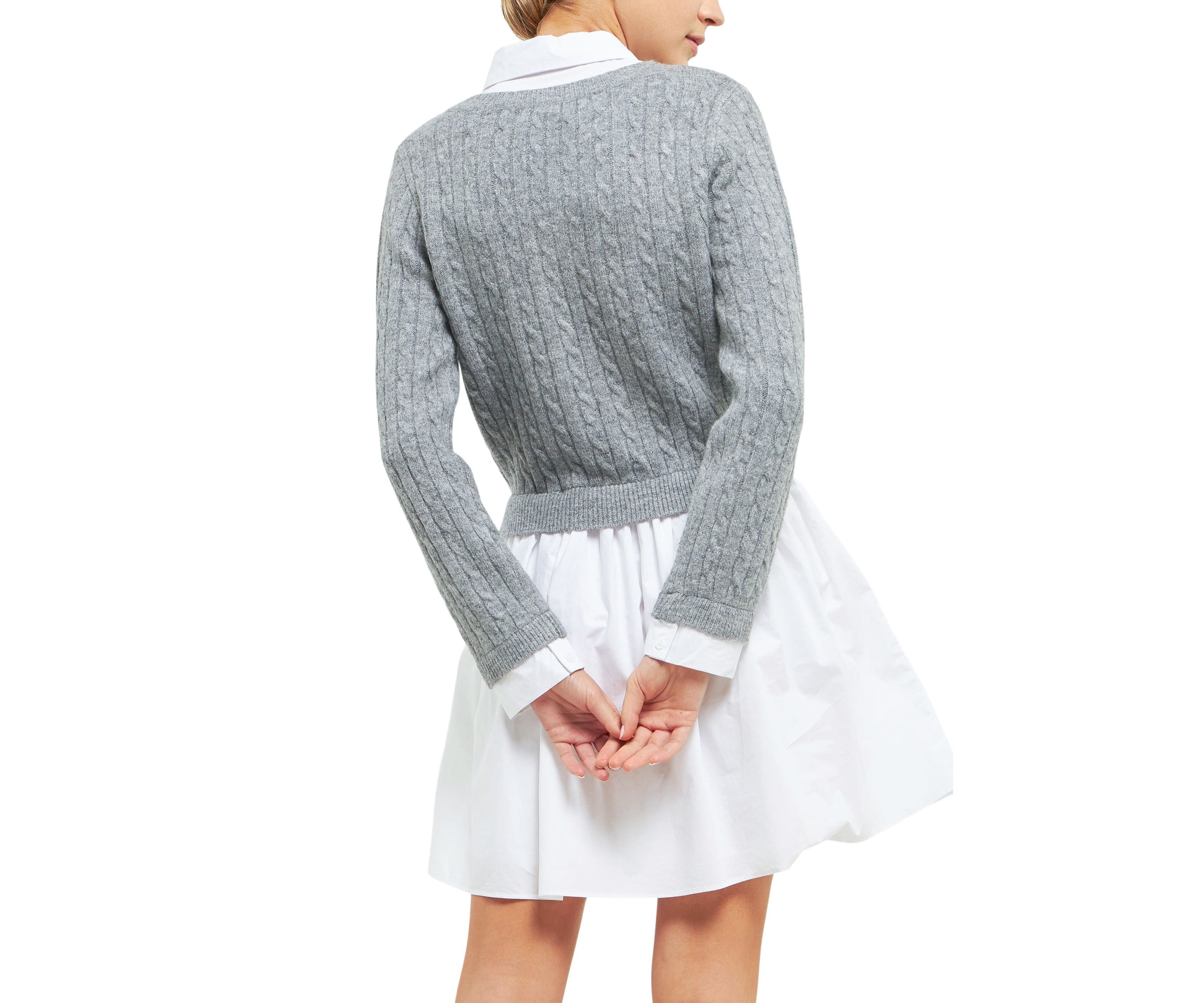 Cable Knit down Mixed Media Dress