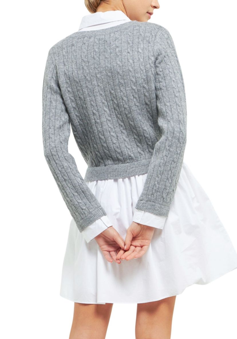 Cable Knit down Mixed Media Dress