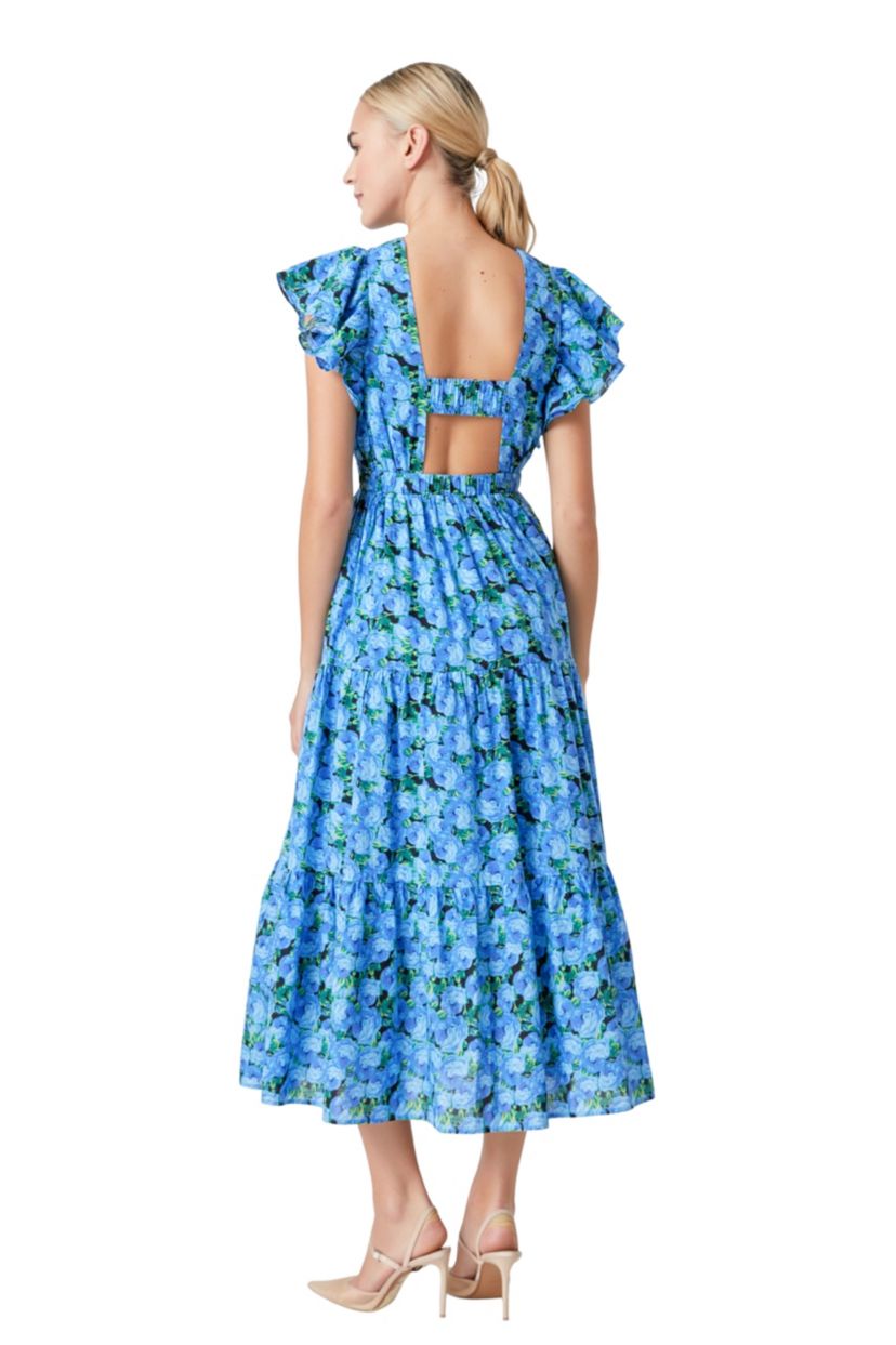 Printed Open Back Maxi Dress
