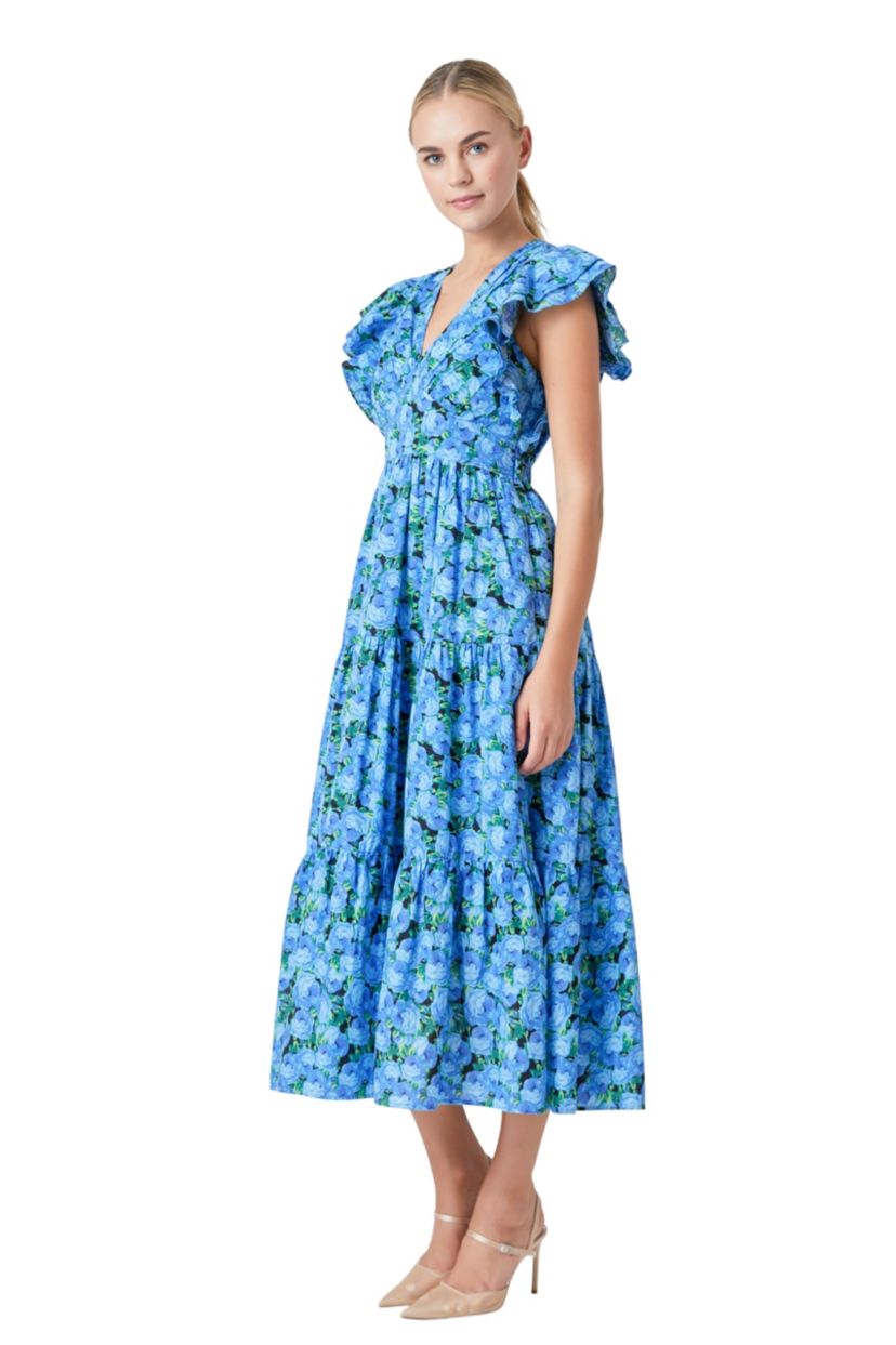 Printed Open Back Maxi Dress