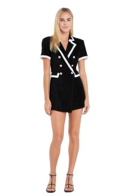 ENGLISH FACTORY Women's Terrycloth Blazer Romper, Large