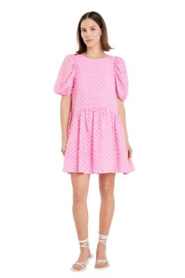 ENGLISH FACTORY Women's Check Baby Doll Mini Dress, Pink, Medium