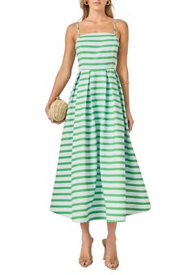 ENGLISH FACTORY Women's Striped Midi Dress, Large