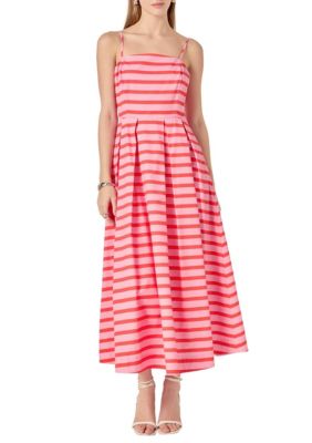 ENGLISH FACTORY Women's Striped Midi Dress, Small