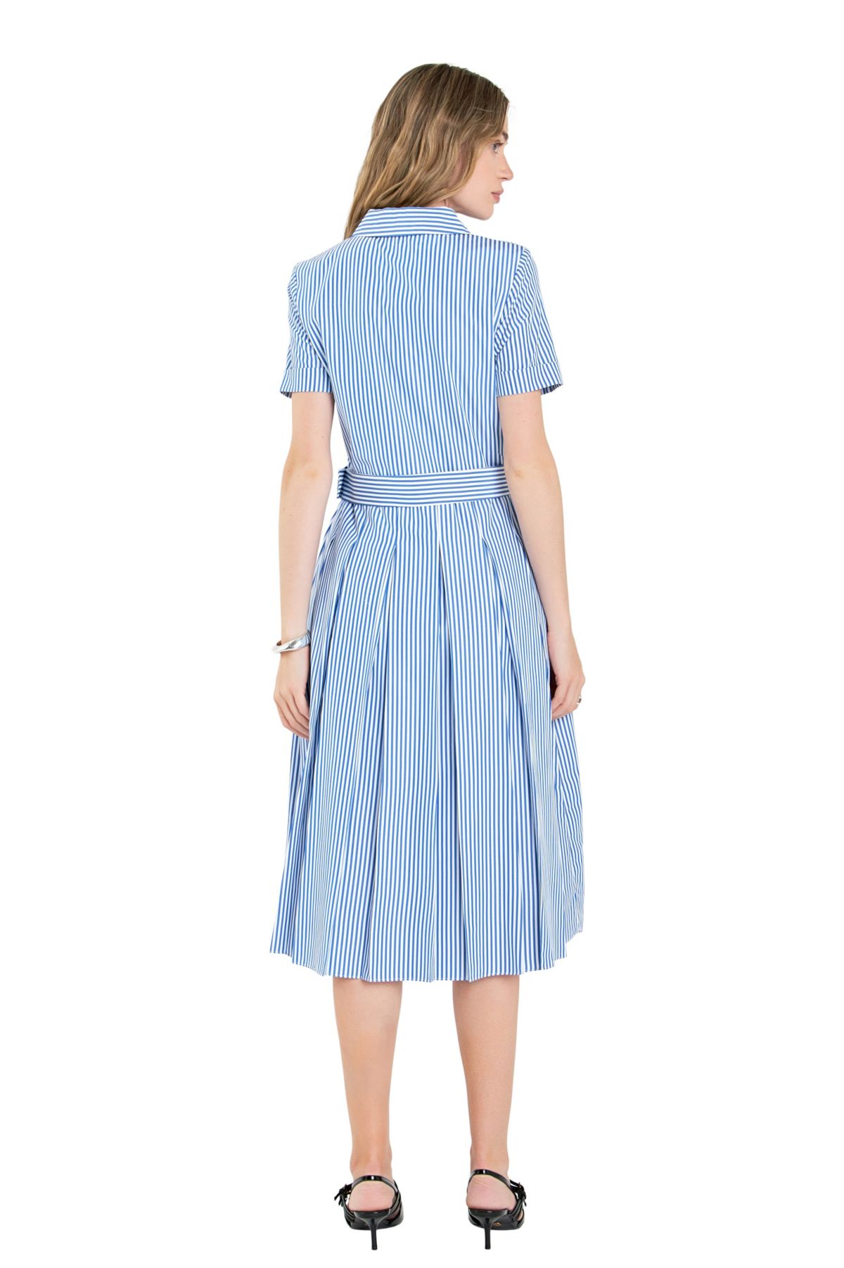 Striped Belted Midi Dress