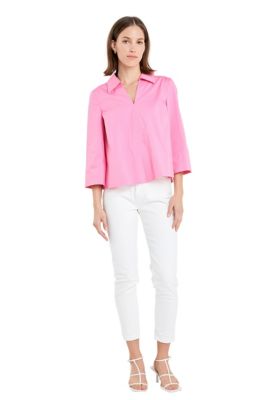 ENGLISH FACTORY Women's A-Line Kaftan Collar Top, Pink, XS