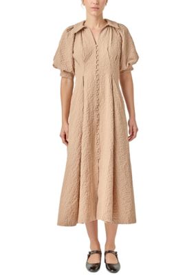 knee length dresses for ladies Flared Shirt Midi Dress  English Factory