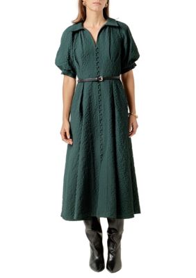 ENGLISH FACTORY Women's SHIRT MIDI DRESS, Green, Medium