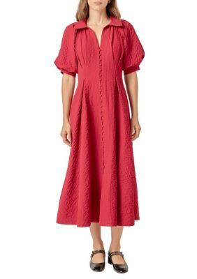 ENGLISH FACTORY Women's SHIRT MIDI DRESS, Burgundy, Medium