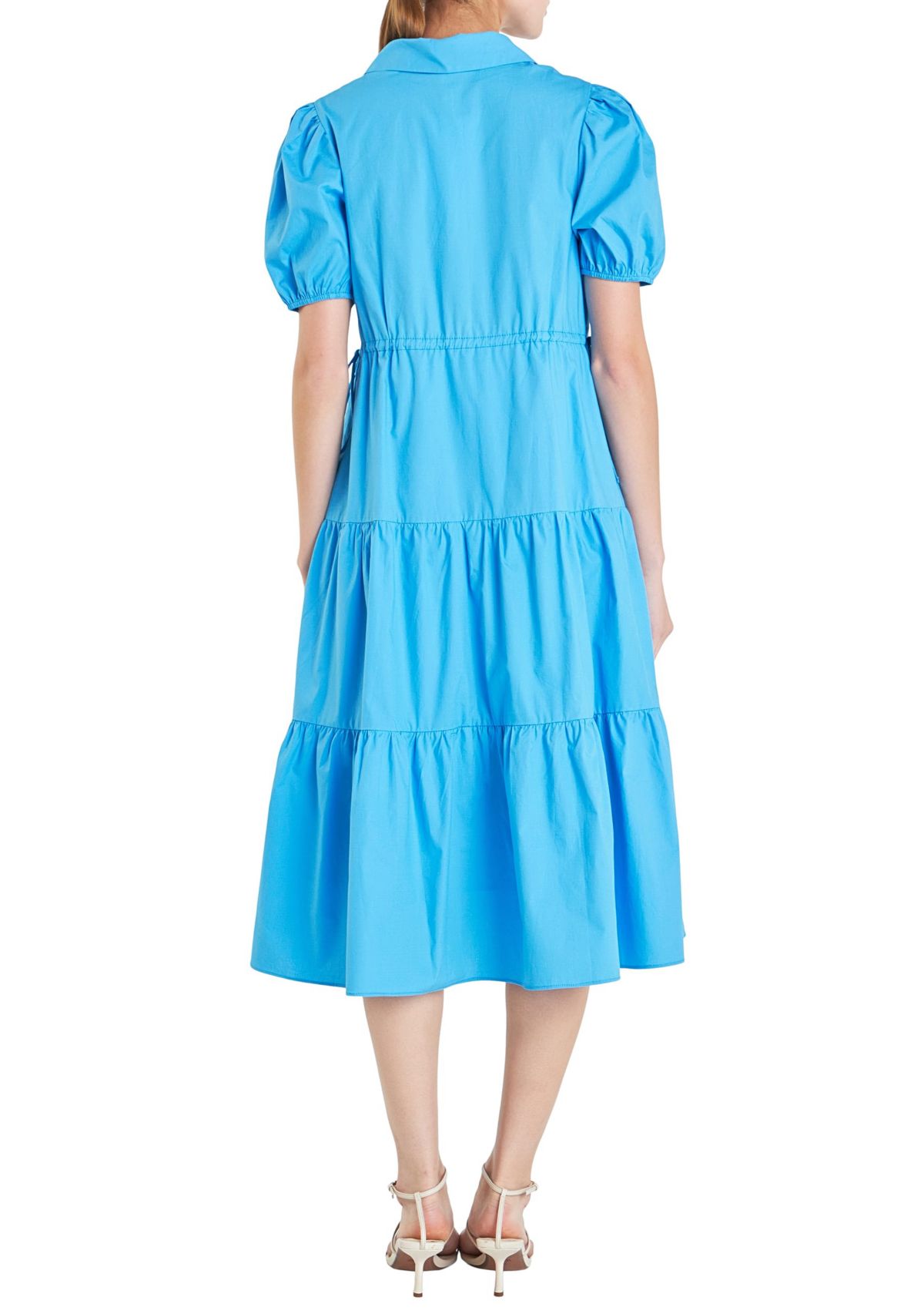 Puff Sleeve Tiered Midi Dress