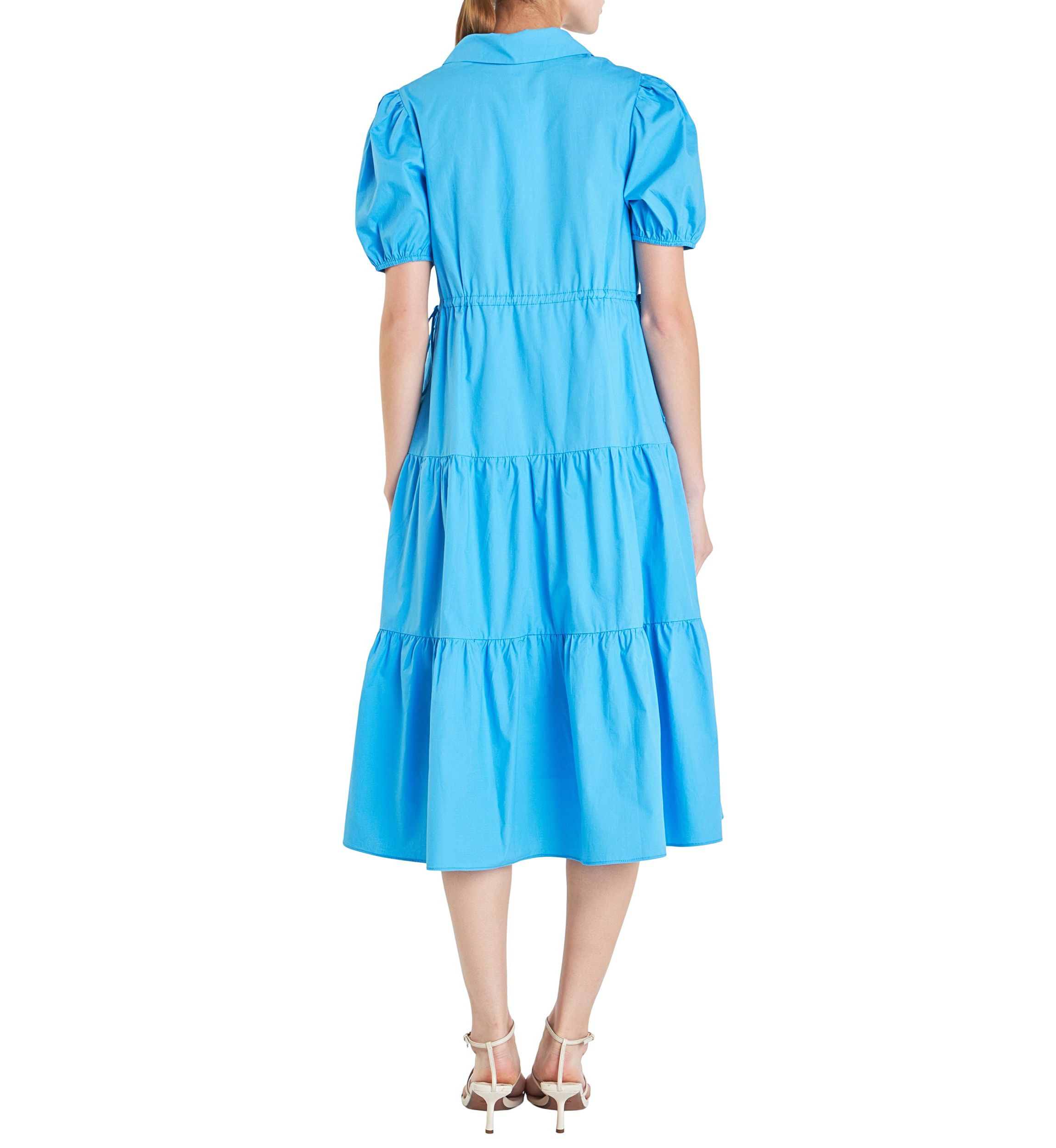 Puff Sleeve Tiered Midi Dress