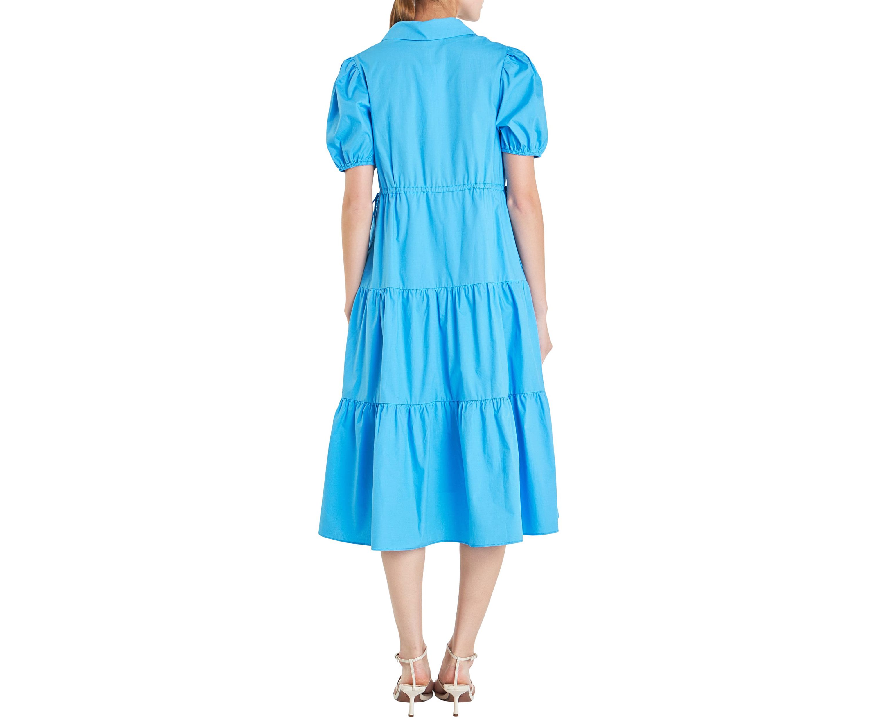 Puff Sleeve Tiered Midi Dress