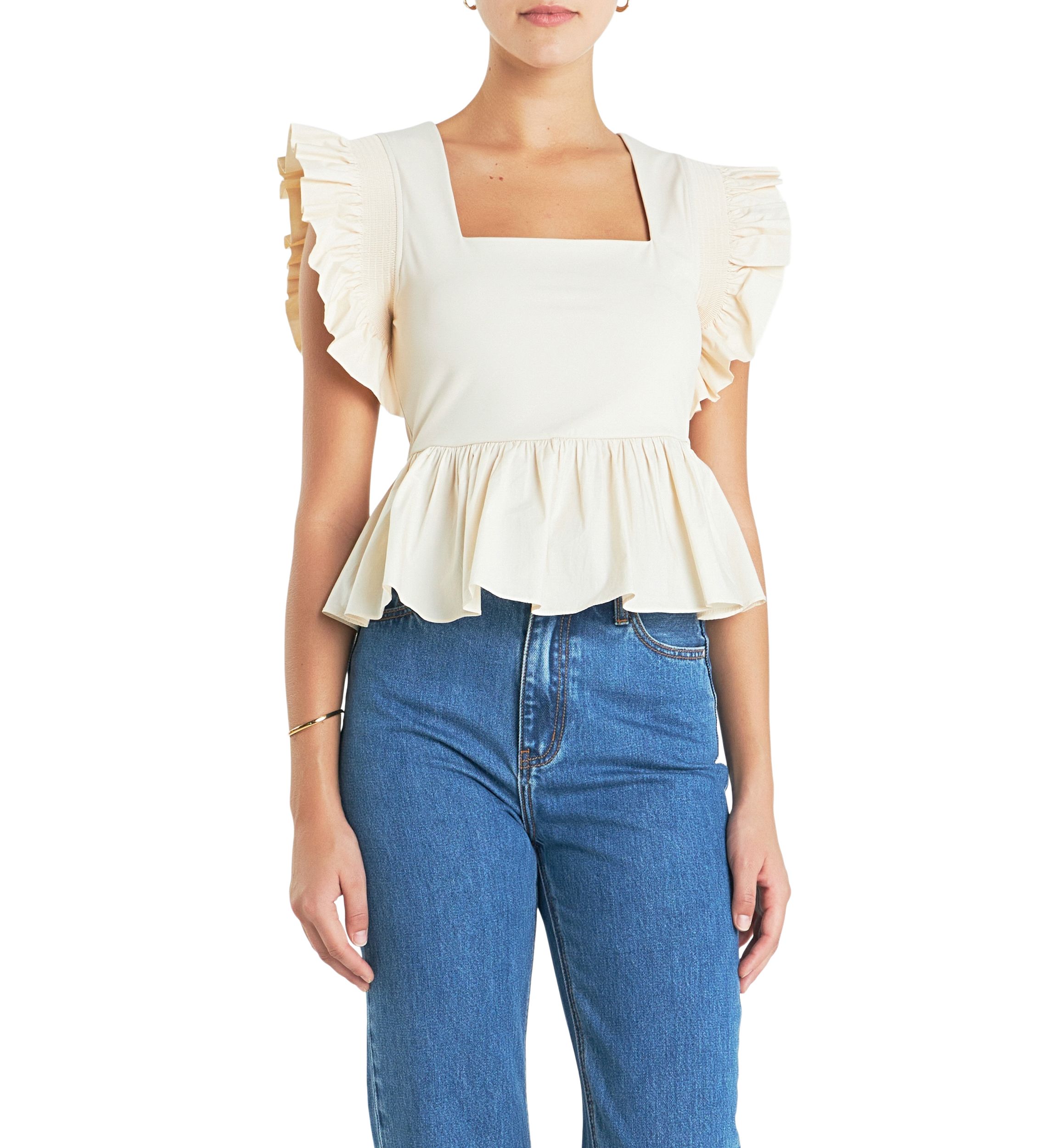 Square Neckline Ruffled Top