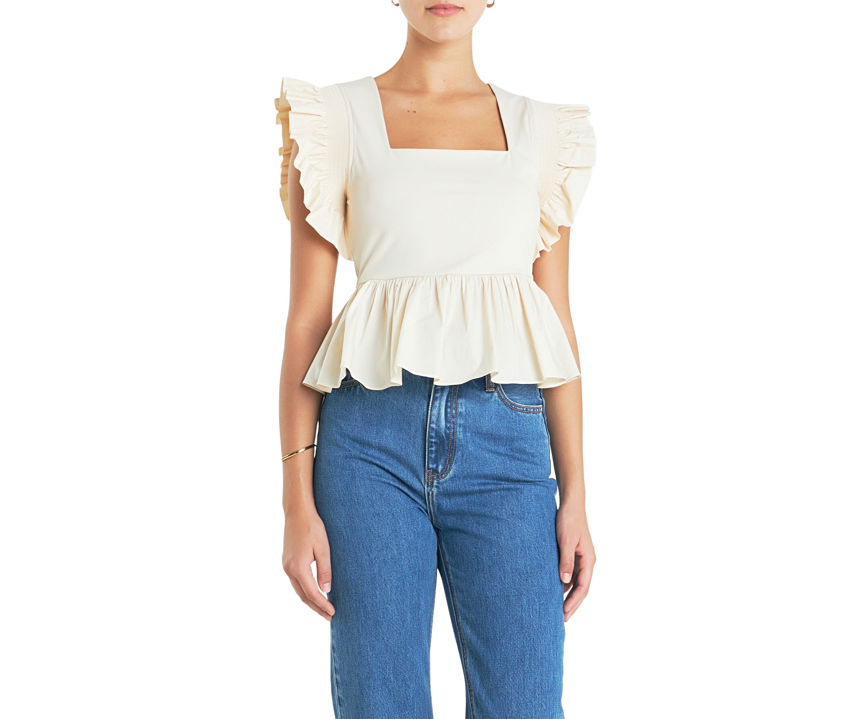 Square Neckline Ruffled Top