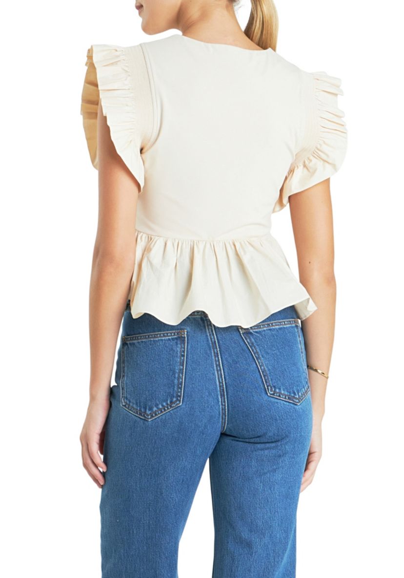 Square Neckline Ruffled Top