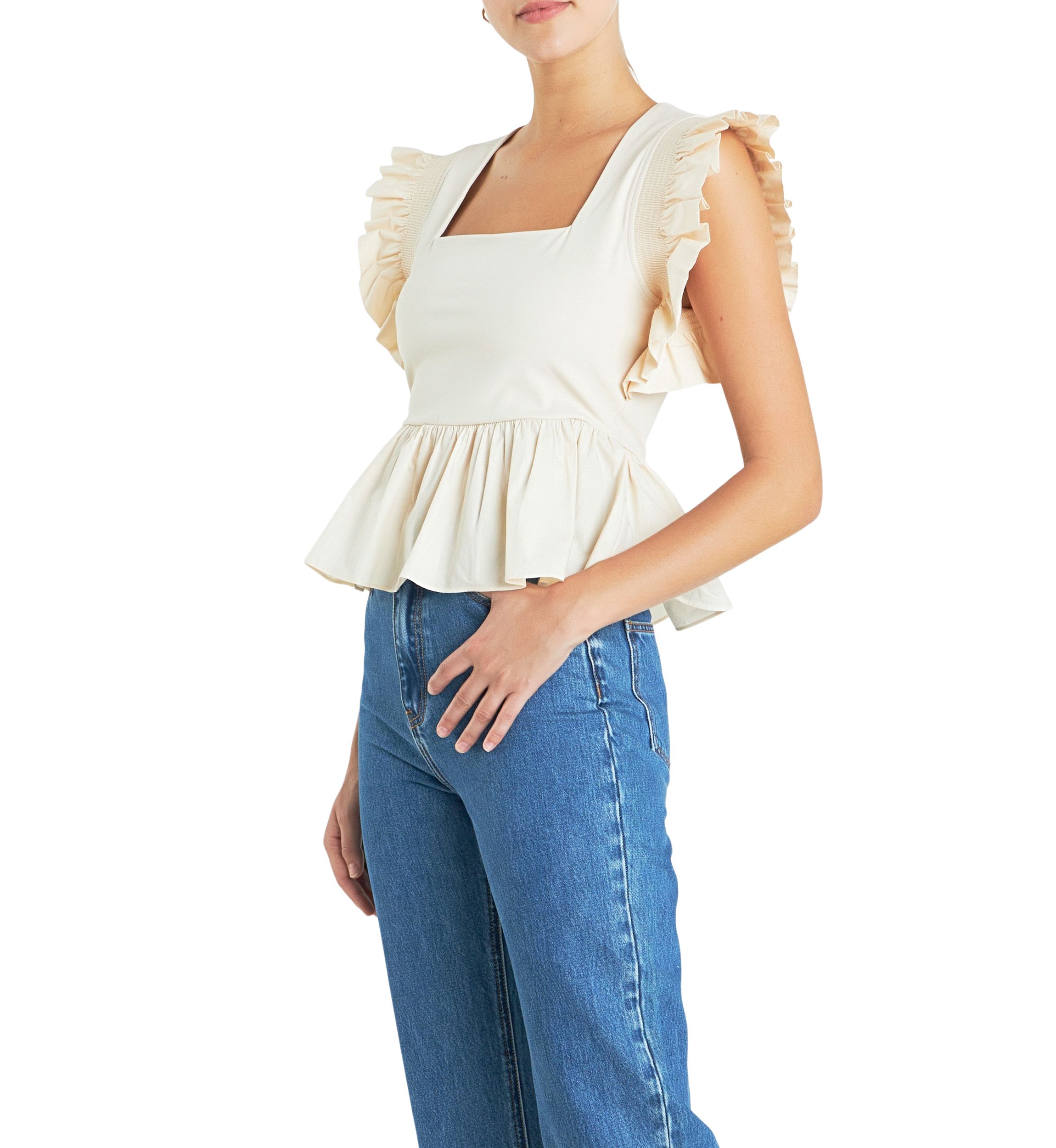 Square Neckline Ruffled Top