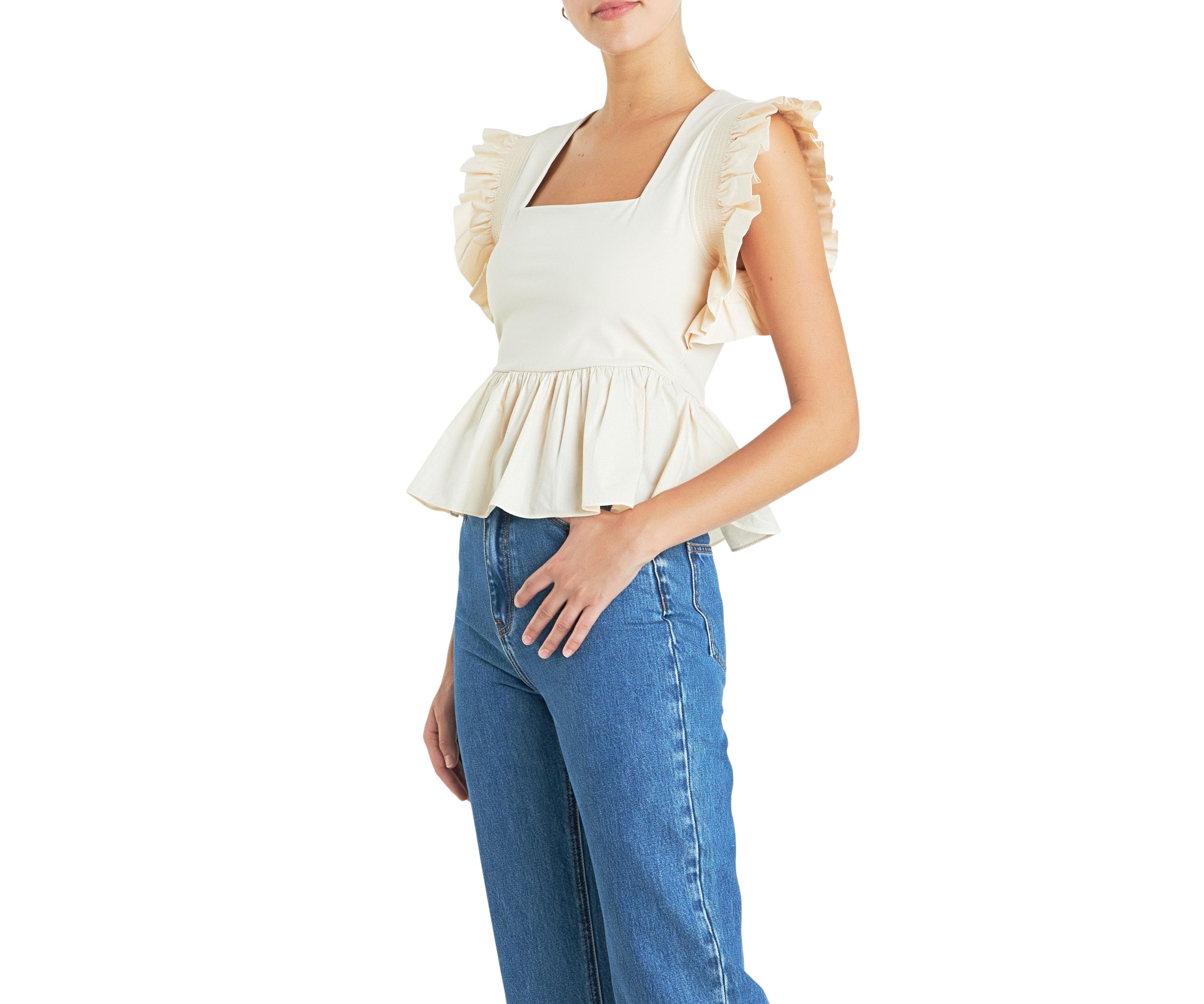 Square Neckline Ruffled Top
