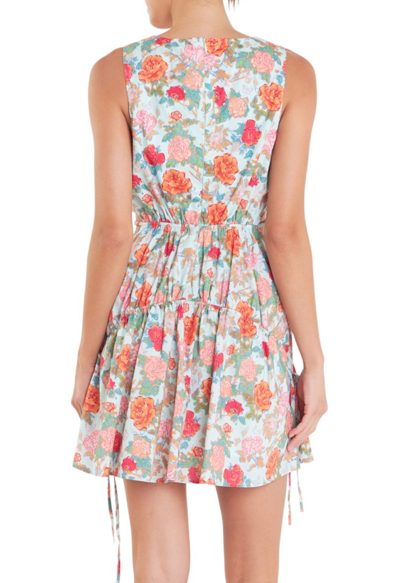 Floral Print Cut Out Mini Dress